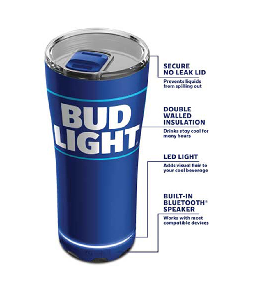 Bud Light/Budweiser Tumbler COOLER With Removeable Bluetooth Speaker- Tumbler Stainless Steel Double Wall Vacuum Insulated Keeps Bold And Hot…