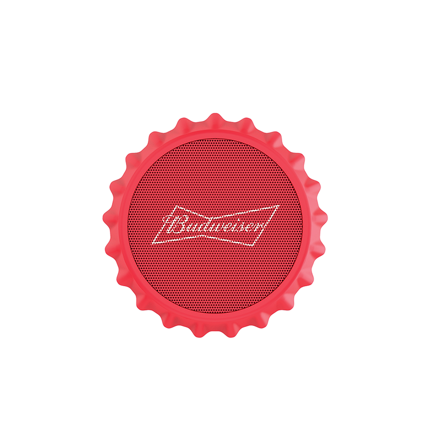 Budweiser Bluetooth Bottle Cap Speaker with Color Changing Lights - Wall Mounting Speaker - Kick Stand Speaker - FM Radio -