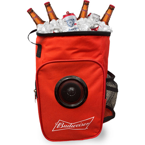 Bud Light Soft Cooler Bag with Built-in Rechargeable Wireless Bluetooth Speakers Foldable Small and Portable Durable and Material Compatible for Smartphones, Tablets & MP3 Players