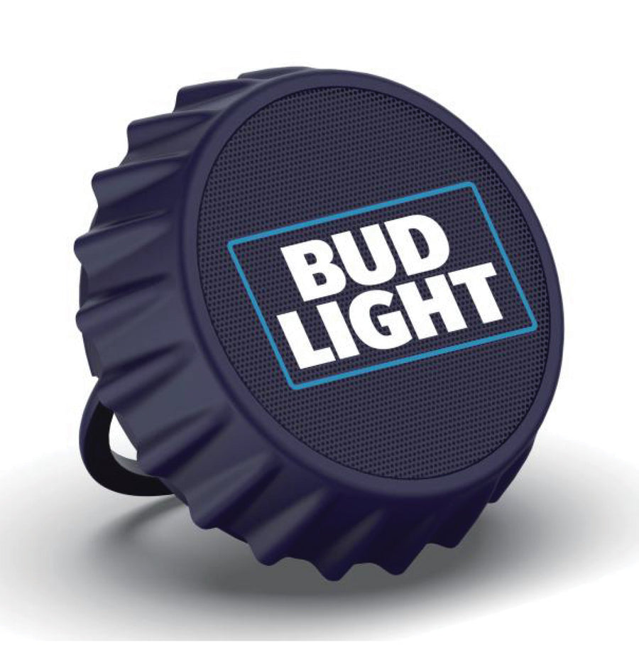 Budweiser Bluetooth Bottle Cap Speaker with Color Changing Lights - Wall Mounting Speaker - Kick Stand Speaker - FM Radio -