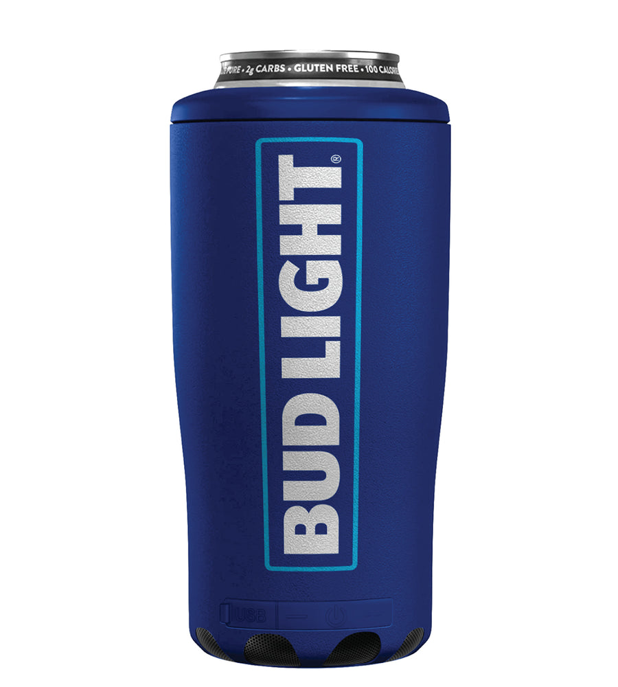 Bud Light 4-in-1 Can Cooler With Speaker- Fits all Size - Can Cooler for 12 oz & 16 oz Regular or Slim Cans & Bottles (Budweiser)…