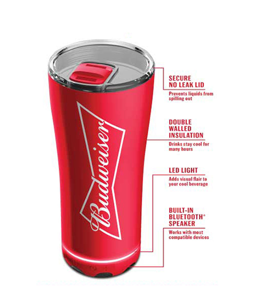 Bud Light/Budweiser Tumbler COOLER With Removeable Bluetooth Speaker- Tumbler Stainless Steel Double Wall Vacuum Insulated Keeps Bold And Hot…