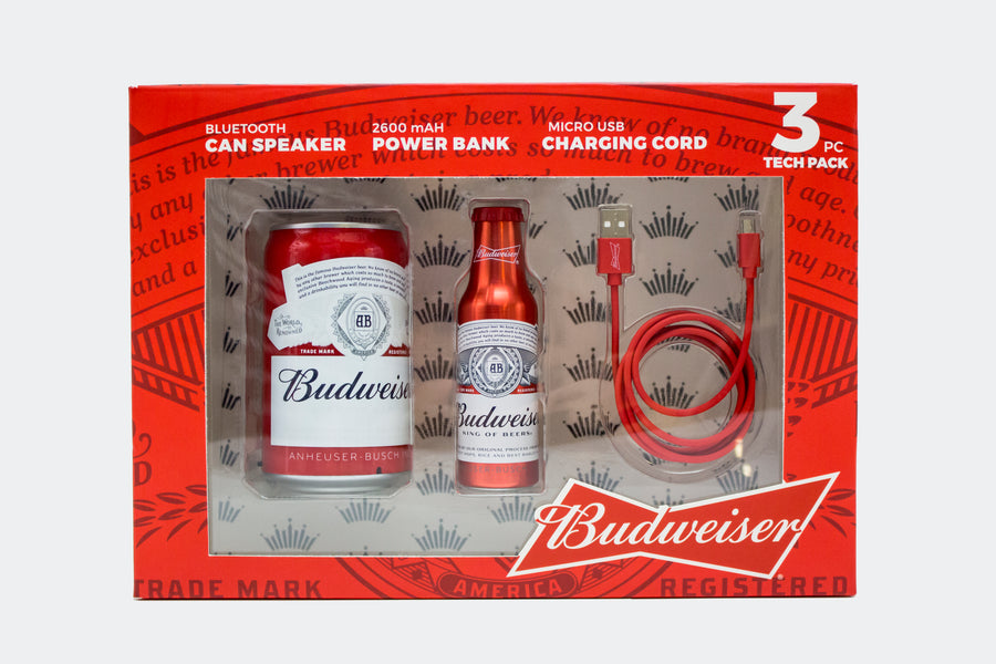 Bud Light 3 Peice Gift Set- Can Speaker, Bottle Power Bank, Micro USB Cable