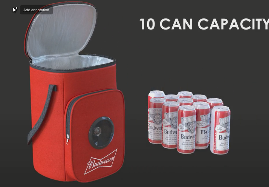 Budweiser Soft Cooler Bag with Built-in Rechargeable Wireless Bluetooth Speakers Foldable Small and Portable Durable and Material Compatible for Smartphones, Tablets & MP3 Players