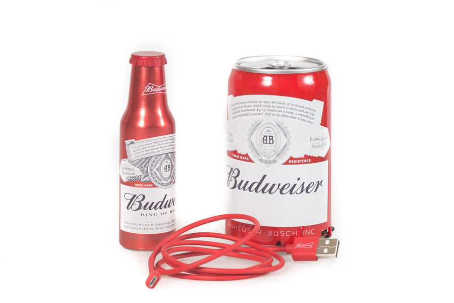 Budweiser 3 Piece Gift Set- Can Speaker, Bottle Power Bank, Micro USB Cable